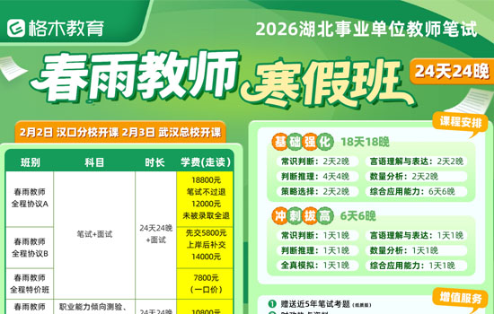 2026湖北事业单位D类--春雨教师寒假班介绍图片