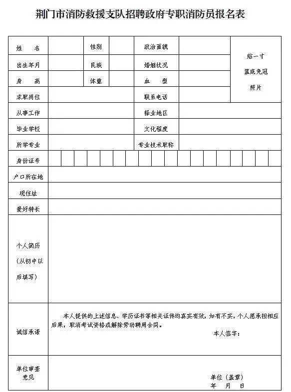 荆门钟祥市消防救援大队政府专职消防员招聘28人
